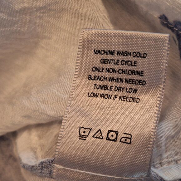 John Mark Tunic Blouse Top Mixed Print Floral Stripes Roll Tab Sleeves size M - Picture 8 of 12